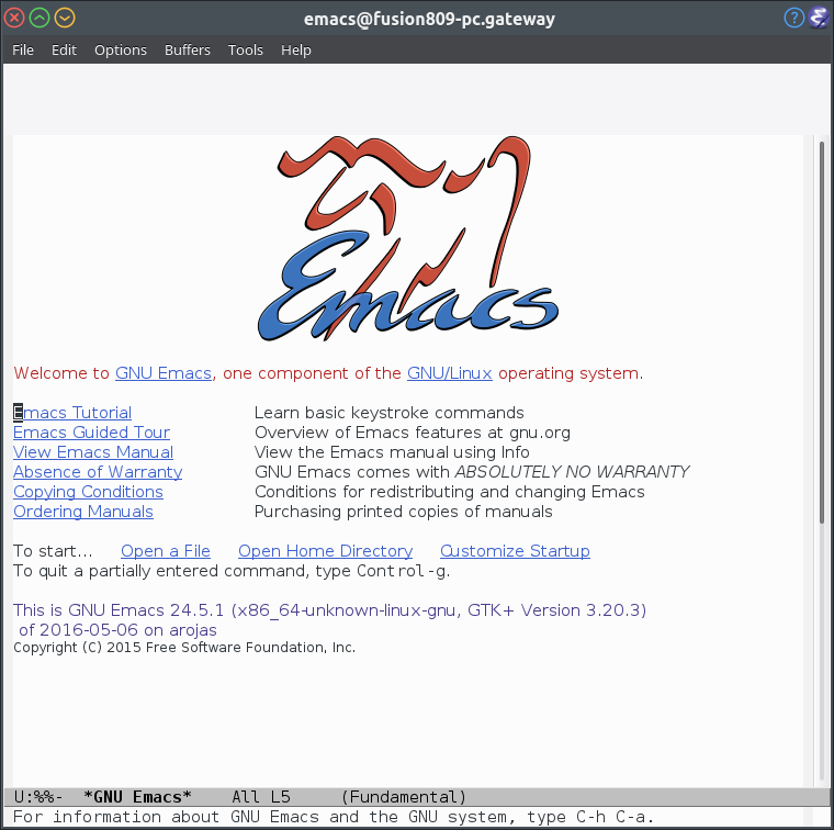GNU Emacs 24.5 running under Arch Linux