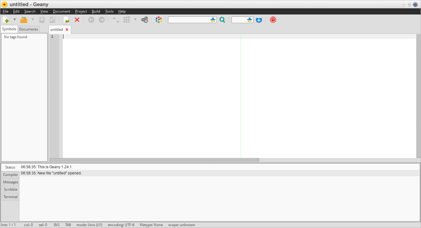 Geany 1.24.1 running under Moksha