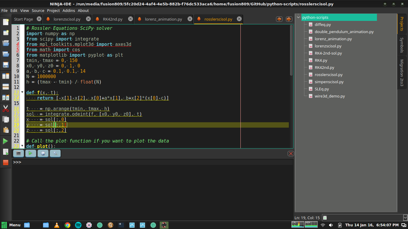 Ninja IDE 2.3.0 running under Manjaro