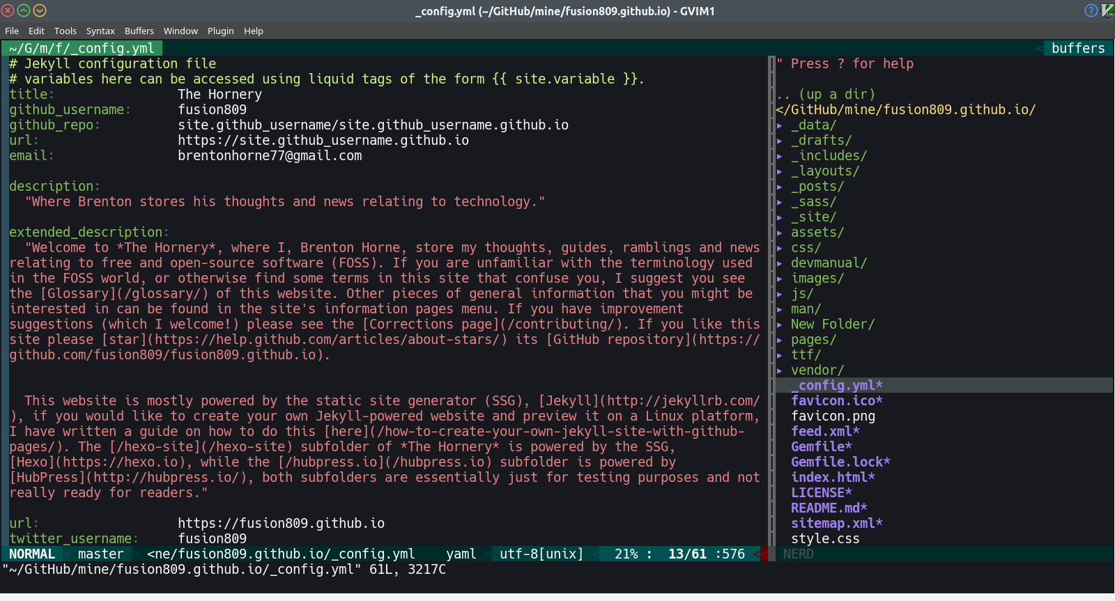 gVim 7.4.1825 GTK+ 2 interface.