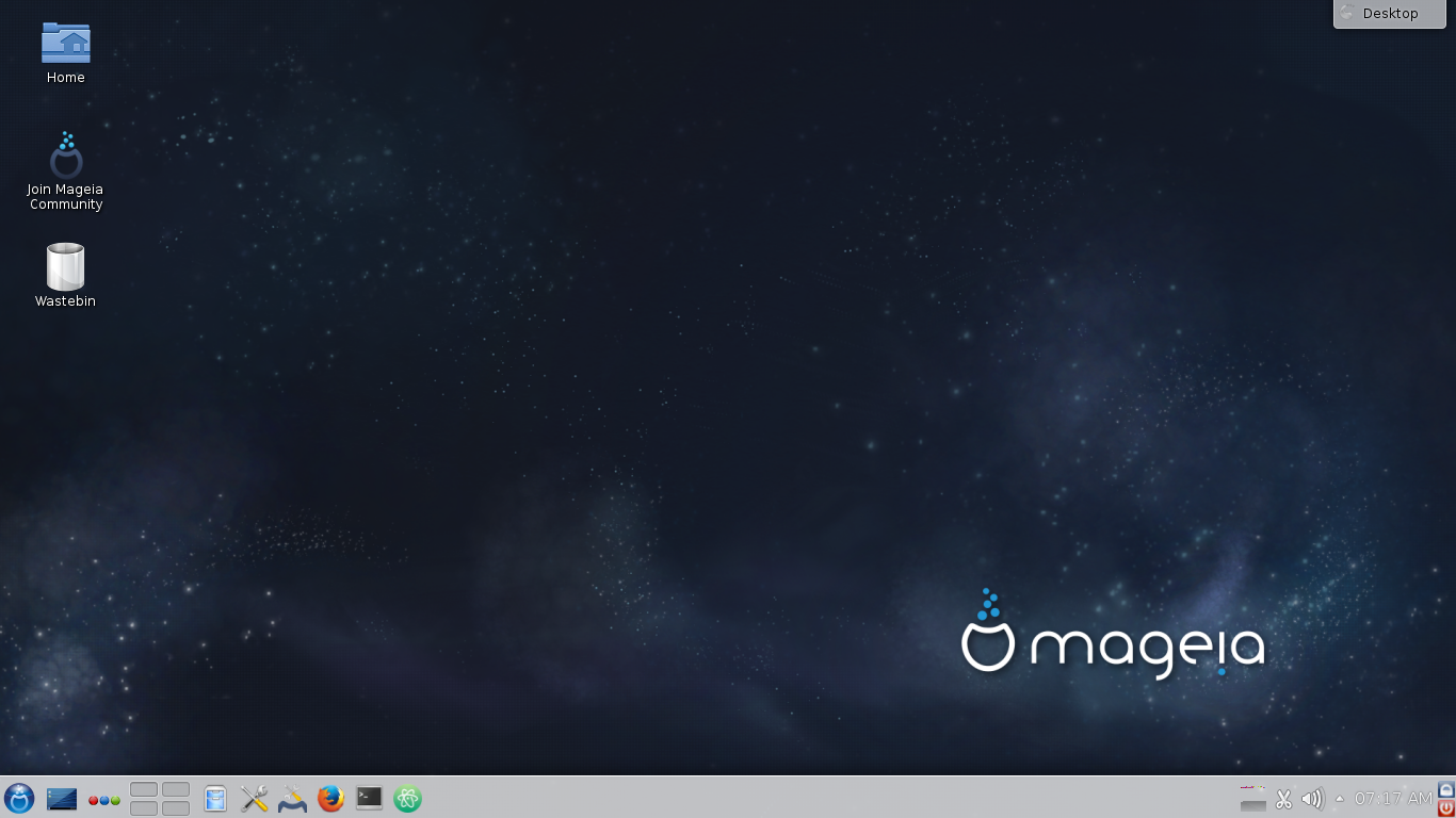 Mageia 5 with its default KDE Plasma 4 desktop.