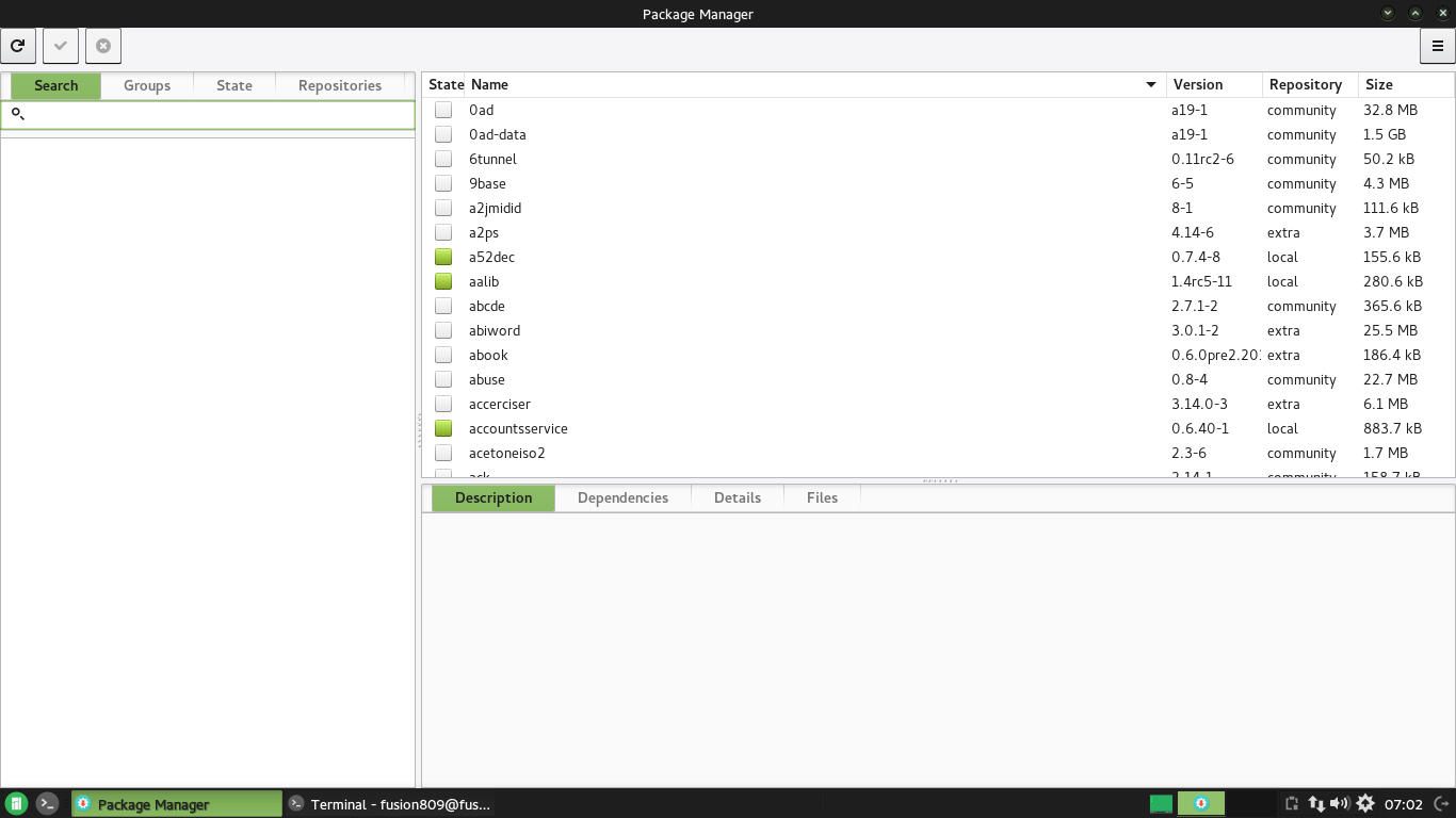 Pamac 2.4.3 running on Manjaro Linux